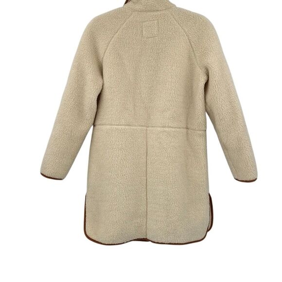 Madewell Natural Double Faced Sherpa Estate Snap Zip Long Sleeve Coat Size XS - Picture 4 of 10